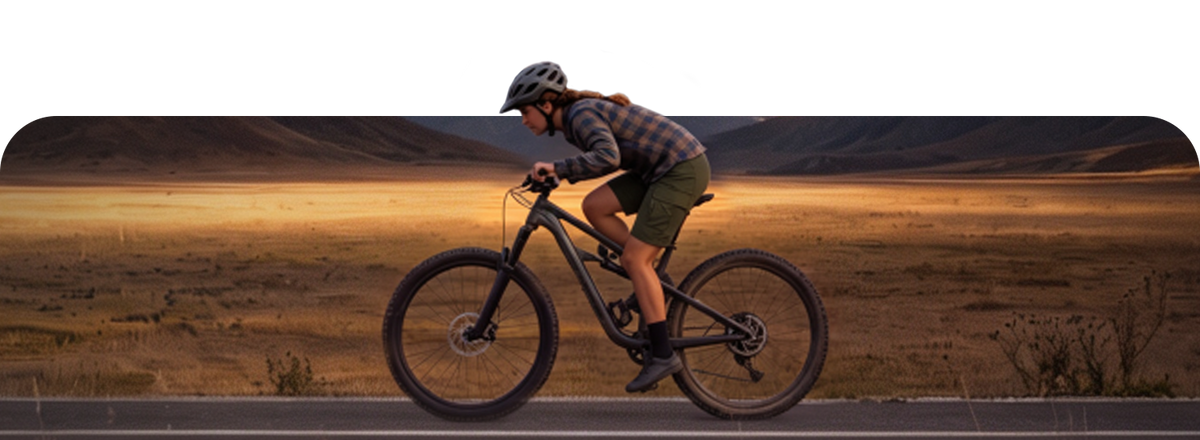 Rider leaning forward on another e-bike.